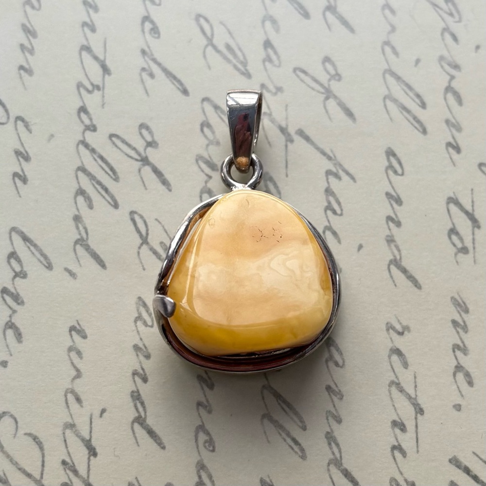 Sterling Silver and Butter Amber Pendant